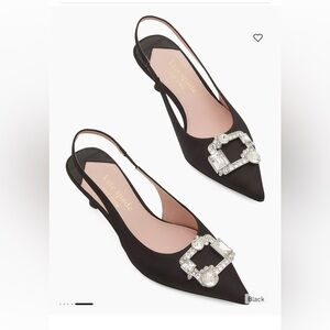 NWT Kate Spade Casual Renata Crystal-Embellished Slingback Pumps-Black Size 5